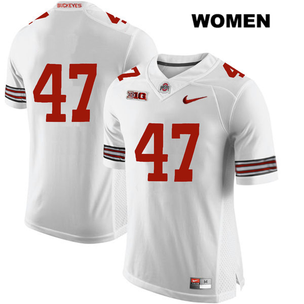 Ohio State Buckeyes Women's Justin Hilliard #47 White Authentic Nike No Name College NCAA Stitched Football Jersey QZ19C03YA
